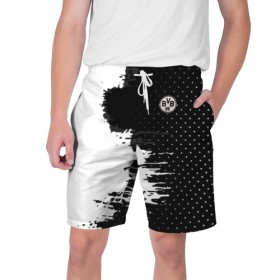 Мужские шорты 3D с принтом Borussia uniform black 2018 в Курске,  полиэстер 100% | прямой крой, два кармана без застежек по бокам. Мягкая трикотажная резинка на поясе, внутри которой широкие завязки. Длина чуть выше колен | football | soccer | боруссия