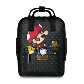 Женский рюкзак 3D с принтом Super Mario в Курске, 100% полиэстер | лямки с регулируемой длиной, сверху ручки, чтобы рюкзак нести как сумку. Основное отделение закрывается на молнию, как и внешний карман. Внутри два дополнительных кармана, один из которых закрывается на молнию. По бокам два дополнительных кармашка, куда поместится маленькая бутылочка
 | 
