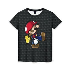Женская футболка 3D с принтом Super Mario в Курске, 100% полиэфир ( синтетическое хлопкоподобное полотно) | прямой крой, круглый вырез горловины, длина до линии бедер | 