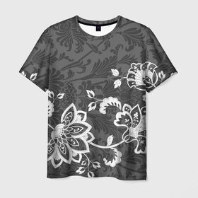 Мужская футболка 3D с принтом Кружевной узор в Курске, 100% полиэфир | прямой крой, круглый вырез горловины, длина до линии бедер | flowers | pattern | арт | винтаж | кружева | орнамент | текстура | узор | цветы | черно белый