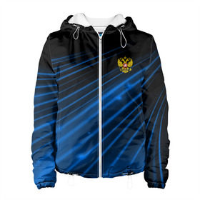 Женская куртка 3D с принтом Russia Sport 2018 uniform в Курске, ткань верха — 100% полиэстер, подклад — флис | прямой крой, подол и капюшон оформлены резинкой с фиксаторами, два кармана без застежек по бокам, один большой потайной карман на груди. Карман на груди застегивается на липучку | abstraction | grunge | russia | sport | абстракция | герб | краска | русский | символика рф | спорт | спортивный | триколор | униформа | форма | я русский