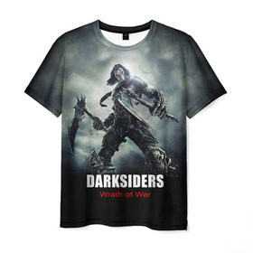 Мужская футболка 3D с принтом Darksiders: Wrath of War в Курске, 100% полиэфир | прямой крой, круглый вырез горловины, длина до линии бедер | 