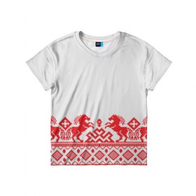 Детская футболка 3D с принтом старославянский узор 13 в Курске, 100% гипоаллергенный полиэфир | прямой крой, круглый вырез горловины, длина до линии бедер, чуть спущенное плечо, ткань немного тянется | орнамент | славянский | узор