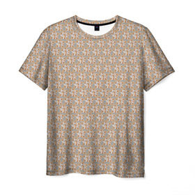 Мужская футболка 3D с принтом Лисы узор в Курске, 100% полиэфир | прямой крой, круглый вырез горловины, длина до линии бедер | Тематика изображения на принте: лисички | лисы | паттерн | текстура | узор