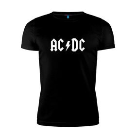 Мужская футболка премиум с принтом AC/DC в Курске, 92% хлопок, 8% лайкра | приталенный силуэт, круглый вырез ворота, длина до линии бедра, короткий рукав | Тематика изображения на принте: ac dc | acdc | high voltage | ангус | металл | рок | фсвс | эй си ди си | эйсидиси | янг
