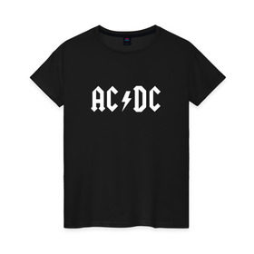 Женская футболка хлопок с принтом AC/DC в Курске, 100% хлопок | прямой крой, круглый вырез горловины, длина до линии бедер, слегка спущенное плечо | ac dc | acdc | high voltage | ангус | металл | рок | фсвс | эй си ди си | эйсидиси | янг