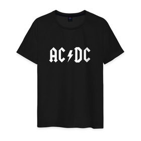 Мужская футболка хлопок с принтом AC/DC в Курске, 100% хлопок | прямой крой, круглый вырез горловины, длина до линии бедер, слегка спущенное плечо. | Тематика изображения на принте: ac dc | acdc | high voltage | ангус | металл | рок | фсвс | эй си ди си | эйсидиси | янг