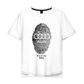 Мужская футболка хлопок Oversize с принтом Audi its in my DNA в Курске, 100% хлопок | свободный крой, круглый ворот, “спинка” длиннее передней части | Тематика изображения на принте: ауди | кольца | лого | отпечаток