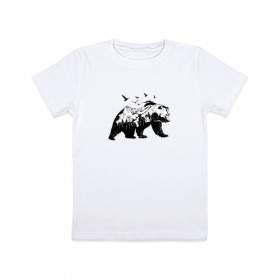 Детская футболка хлопок с принтом Медведь в Курске, 100% хлопок | круглый вырез горловины, полуприлегающий силуэт, длина до линии бедер | 