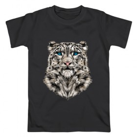 Мужская футболка хлопок с принтом Леопард в Курске, 100% хлопок | прямой крой, круглый вырез горловины, длина до линии бедер, слегка спущенное плечо. | 