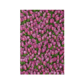 Обложка для паспорта матовая кожа с принтом Розовые тюльпаны в Курске, натуральная матовая кожа | размер 19,3 х 13,7 см; прозрачные пластиковые крепления | 