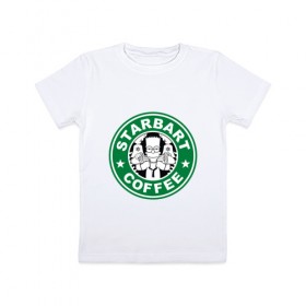 Детская футболка хлопок с принтом Starbart в Курске, 100% хлопок | круглый вырез горловины, полуприлегающий силуэт, длина до линии бедер | bart | simpsons | барт | лого | старбакс
