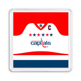 Магнит 55*55 с принтом Ovechkin Washington Capitals White в Курске, Пластик | Размер: 65*65 мм; Размер печати: 55*55 мм | овечкин | ови