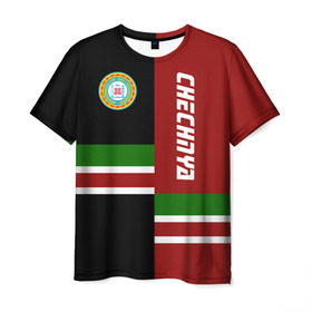 Мужская футболка 3D с принтом CHECHNYA (Чечня) в Курске, 100% полиэфир | прямой крой, круглый вырез горловины, длина до линии бедер | chechnya | грозный | кавказ | кавказец | кадыров | республика | северный | флаг | чех | чечен | чеченец | чеченка | чеченская | чечня