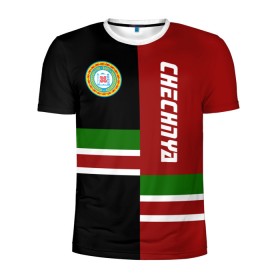 Мужская футболка 3D спортивная с принтом CHECHNYA (Чечня) в Курске, 100% полиэстер с улучшенными характеристиками | приталенный силуэт, круглая горловина, широкие плечи, сужается к линии бедра | chechnya | грозный | кавказ | кавказец | кадыров | республика | северный | флаг | чех | чечен | чеченец | чеченка | чеченская | чечня