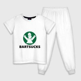 Детская пижама хлопок с принтом Bartsucks в Курске, 100% хлопок |  брюки и футболка прямого кроя, без карманов, на брюках мягкая резинка на поясе и по низу штанин
 | bart | homer | simpsons | барт | гомер | старбакс