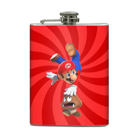 Фляга с принтом Super Mario в Курске, металлический корпус | емкость 0,22 л, размер 125 х 94 мм. Виниловая наклейка запечатывается полностью | Тематика изображения на принте: nintendo | марио | нинтендо