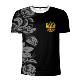 Мужская футболка 3D спортивная с принтом Russia Pattern Collection в Курске, 100% полиэстер с улучшенными характеристиками | приталенный силуэт, круглая горловина, широкие плечи, сужается к линии бедра | Тематика изображения на принте: pattern | russia | герб | орел | орнамент | патриот | патриотизм | российский | россия | символика | узор | хохлома | цветы | я русский