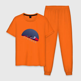 Мужская пижама хлопок с принтом starman в Курске, 100% хлопок | брюки и футболка прямого кроя, без карманов, на брюках мягкая резинка на поясе и по низу штанин
 | spacex | tesla | илон маск | маск | спейс икс | тесла
