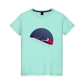 Женская футболка хлопок с принтом starman в Курске, 100% хлопок | прямой крой, круглый вырез горловины, длина до линии бедер, слегка спущенное плечо | spacex | tesla | илон маск | маск | спейс икс | тесла