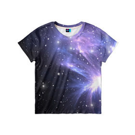 Детская футболка 3D с принтом Сияние звёзд в Курске, 100% гипоаллергенный полиэфир | прямой крой, круглый вырез горловины, длина до линии бедер, чуть спущенное плечо, ткань немного тянется | Тематика изображения на принте: nebula | space | star | астрономия | вселенная | звезды | космический | космос | планеты