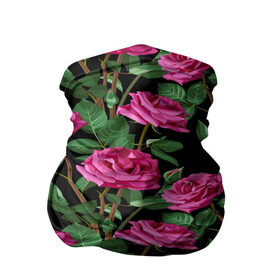 Бандана-труба 3D с принтом Розовые розы в Курске, 100% полиэстер, ткань с особыми свойствами — Activecool | плотность 150‒180 г/м2; хорошо тянется, но сохраняет форму | 