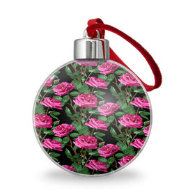 Ёлочный шар с принтом Розовые розы в Курске, Пластик | Диаметр: 77 мм | 