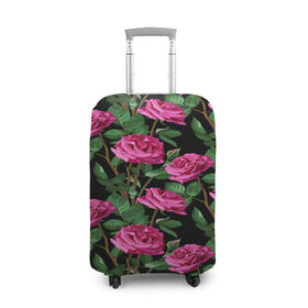Чехол для чемодана 3D с принтом Розовые розы в Курске, 86% полиэфир, 14% спандекс | двустороннее нанесение принта, прорези для ручек и колес | 