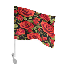 Флаг для автомобиля с принтом Великолепные розы в Курске, 100% полиэстер | Размер: 30*21 см | flower | pattern | spring | букет | весна | паттерн | праздник | розы | цветочный | цветы