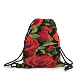 Рюкзак-мешок 3D с принтом Великолепные розы в Курске, 100% полиэстер | плотность ткани — 200 г/м2, размер — 35 х 45 см; лямки — толстые шнурки, застежка на шнуровке, без карманов и подкладки | Тематика изображения на принте: flower | pattern | spring | букет | весна | паттерн | праздник | розы | цветочный | цветы