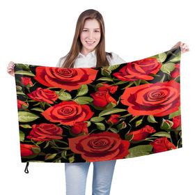 Флаг 3D с принтом Великолепные розы в Курске, 100% полиэстер | плотность ткани — 95 г/м2, размер — 67 х 109 см. Принт наносится с одной стороны | flower | pattern | spring | букет | весна | паттерн | праздник | розы | цветочный | цветы