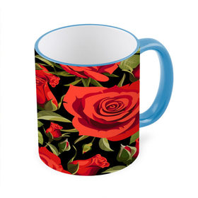 Кружка 3D с принтом Великолепные розы в Курске, керамика | ёмкость 330 мл | flower | pattern | spring | букет | весна | паттерн | праздник | розы | цветочный | цветы