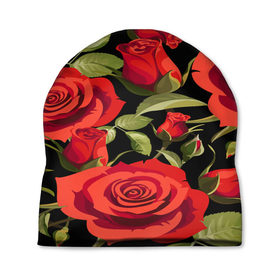 Шапка 3D с принтом Великолепные розы в Курске, 100% полиэстер | универсальный размер, печать по всей поверхности изделия | Тематика изображения на принте: flower | pattern | spring | букет | весна | паттерн | праздник | розы | цветочный | цветы