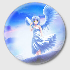 Значок с принтом Anime в Курске,  металл | круглая форма, металлическая застежка в виде булавки | angel beats | anime | kanade | nakamura | ангельские ритмы | аниме