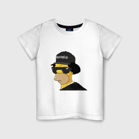 Детская футболка хлопок с принтом Springfield в Курске, 100% хлопок | круглый вырез горловины, полуприлегающий силуэт, длина до линии бедер | Тематика изображения на принте: compton | hip hop | ice cube | nwa | rap | simpsons | голос улиц | комптон | рэп | хип хоп
