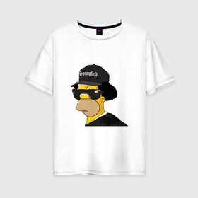 Женская футболка хлопок Oversize с принтом Springfield в Курске, 100% хлопок | свободный крой, круглый ворот, спущенный рукав, длина до линии бедер
 | compton | hip hop | ice cube | nwa | rap | simpsons | голос улиц | комптон | рэп | хип хоп