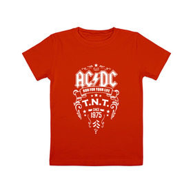 Детская футболка хлопок с принтом AC/DC run for your life в Курске, 100% хлопок | круглый вырез горловины, полуприлегающий силуэт, длина до линии бедер | ac dc | acdc ас дс | асдс