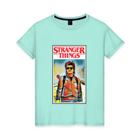Женская футболка хлопок с принтом Stranger Things в Курске, 100% хлопок | прямой крой, круглый вырез горловины, длина до линии бедер, слегка спущенное плечо | stranger things | очень странные дела
