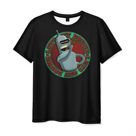 Мужская футболка 3D с принтом Let`s Get Drunk в Курске, 100% полиэфир | прямой крой, круглый вырез горловины, длина до линии бедер | bender rodriguez | fry | futurama | бендер | зойдберг | лила | родригез | фрай | футурама