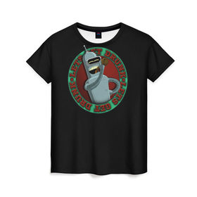 Женская футболка 3D с принтом Let`s Get Drunk в Курске, 100% полиэфир ( синтетическое хлопкоподобное полотно) | прямой крой, круглый вырез горловины, длина до линии бедер | bender rodriguez | fry | futurama | бендер | зойдберг | лила | родригез | фрай | футурама