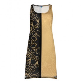 Платье-майка 3D с принтом Черное золото в Курске, 100% полиэстер | полуприлегающий силуэт, широкие бретели, круглый вырез горловины, удлиненный подол сзади. | абстракция | узор