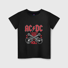 Детская футболка хлопок с принтом AC/DC i wanna rock n roll в Курске, 100% хлопок | круглый вырез горловины, полуприлегающий силуэт, длина до линии бедер | Тематика изображения на принте: 