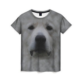 Женская футболка 3D с принтом Лабрадор в Курске, 100% полиэфир ( синтетическое хлопкоподобное полотно) | прямой крой, круглый вырез горловины, длина до линии бедер | голова | животные | лабрадор | пес | природа | собака | собачка | щенок