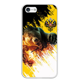Чехол для iPhone 5/5S матовый с принтом Имперский флаг и медведь в Курске, Силикон | Область печати: задняя сторона чехла, без боковых панелей | russian bear | герб | россия