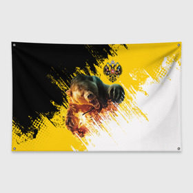 Флаг-баннер с принтом Имперский флаг и медведь в Курске, 100% полиэстер | размер 67 х 109 см, плотность ткани — 95 г/м2; по краям флага есть четыре люверса для крепления | Тематика изображения на принте: russian bear | герб | россия