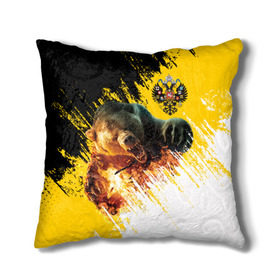 Подушка 3D с принтом Имперский флаг и медведь в Курске, наволочка – 100% полиэстер, наполнитель – холлофайбер (легкий наполнитель, не вызывает аллергию). | состоит из подушки и наволочки. Наволочка на молнии, легко снимается для стирки | russian bear | герб | россия