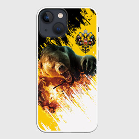 Чехол для iPhone 13 mini с принтом Имперский флаг и медведь в Курске,  |  | Тематика изображения на принте: russian bear | герб | россия