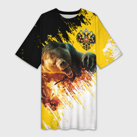 Платье-футболка 3D с принтом Имперский флаг и медведь в Курске,  |  | russian bear | герб | россия