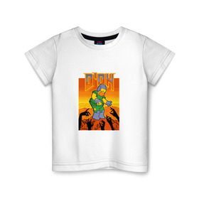 Детская футболка хлопок с принтом Doom D`Oh в Курске, 100% хлопок | круглый вырез горловины, полуприлегающий силуэт, длина до линии бедер | doh | doom | homer | simpsons | гомер | дум