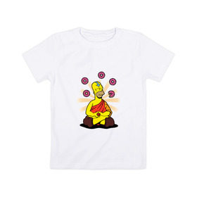 Детская футболка хлопок с принтом Homer Relax в Курске, 100% хлопок | круглый вырез горловины, полуприлегающий силуэт, длина до линии бедер | simpsons | аватар | буддизм | гомер